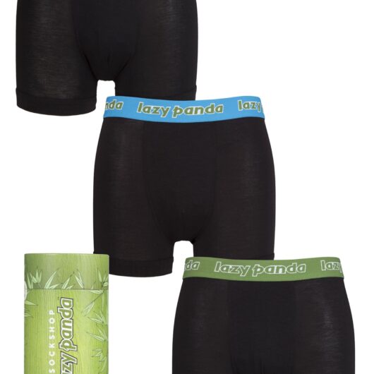 Mens 3 Pack SOCKSHOP Lazy Panda Bamboo Hipster Trunks Blue / Red / Green Large