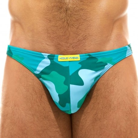 Modus Vivendi Camo Low Cut Swim Briefs - Green Camouflage