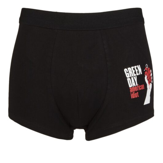 SOCKSHOP Music Collection 1 Pack Green Day Boxer Shorts Black Medium