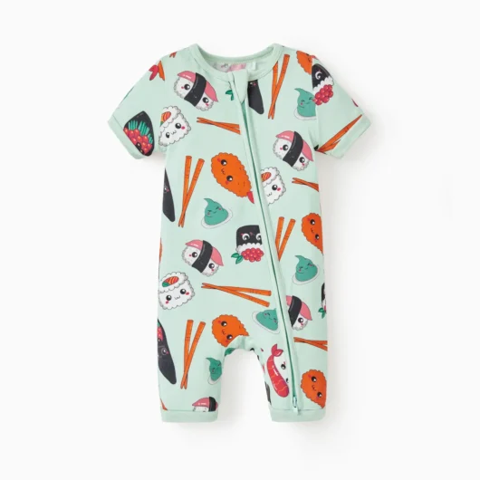 Bamboo Baby Boy / Girl 2 Way Zipper Anti Slip Childlike Food Pattern Bamboo Sleepwear (Snug-Fitting)