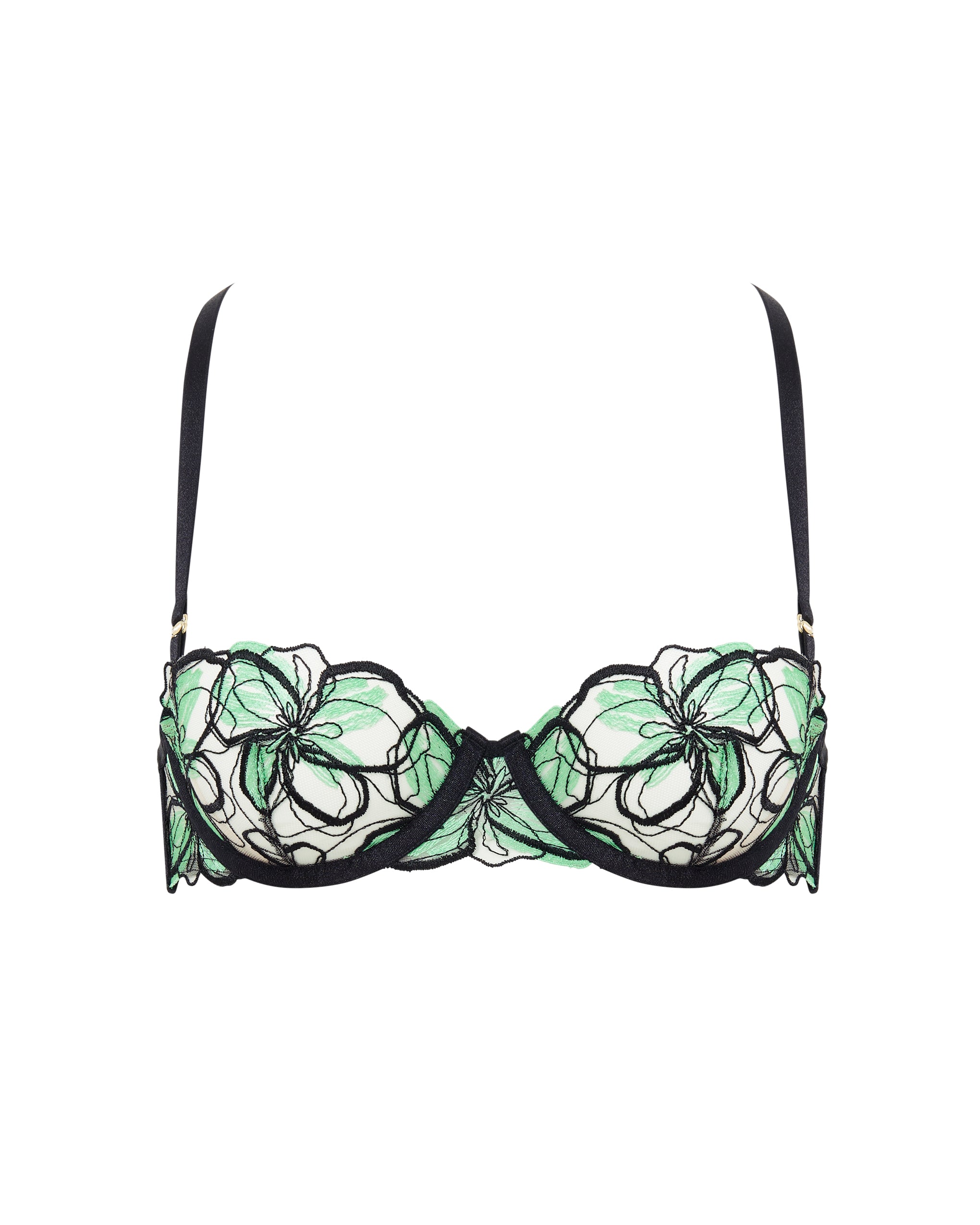 Bluebella Odette Floral Balcony Bra Black/Summer Green - 30A