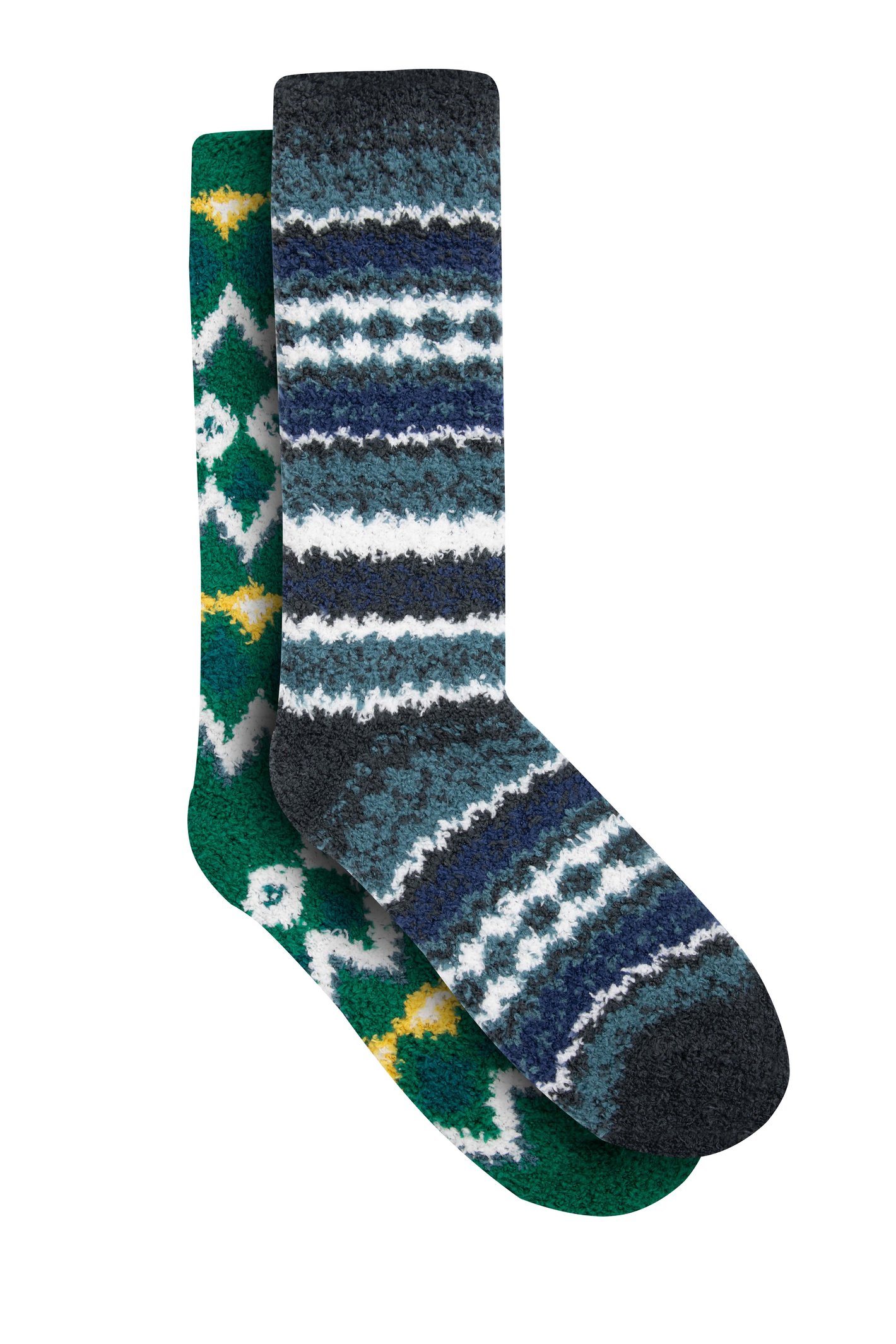 Weird Fish Park Fluffy Socks 2 Pk GreenIvy Size 4-7