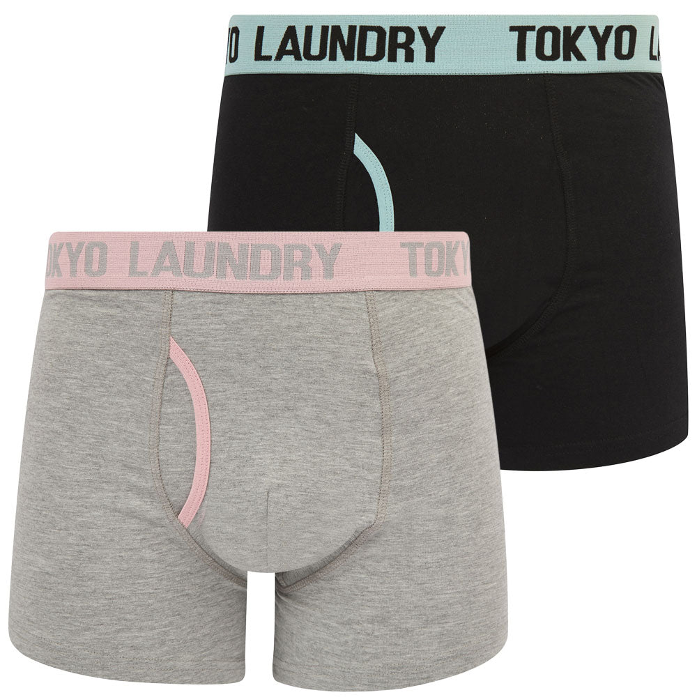 Mens Underwear Abbots 3 (2 Pack) Boxer Shorts Set in Forget Me Not Blue / Pink Nectar / S - Tokyo Laundry