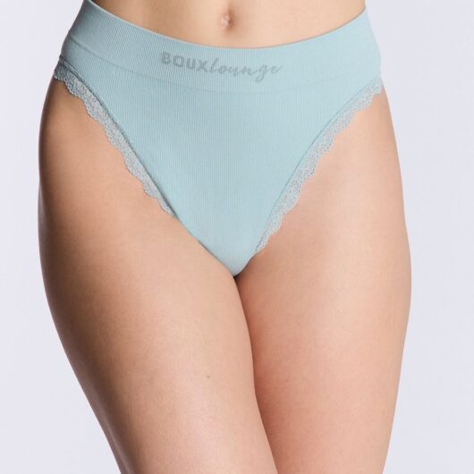 Boux Avenue Ribbed seamless lace thong - Sea Green - XS