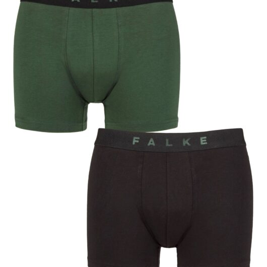 Mens 2 Pack Falke Daily Comfort Cotton Boxer Briefs Green and Black Extra Large
