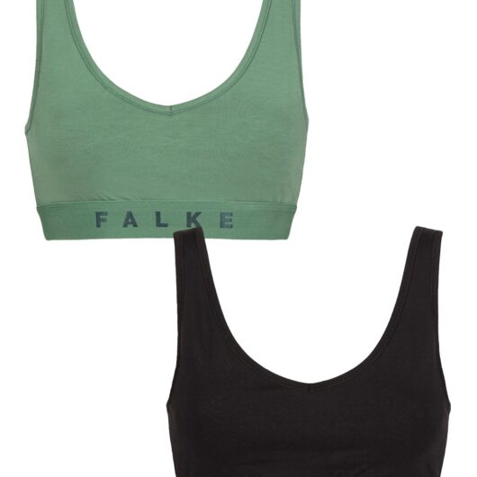 Women's 2 Pack Falke Daily Comfort Cotton Bralette Green and Black L