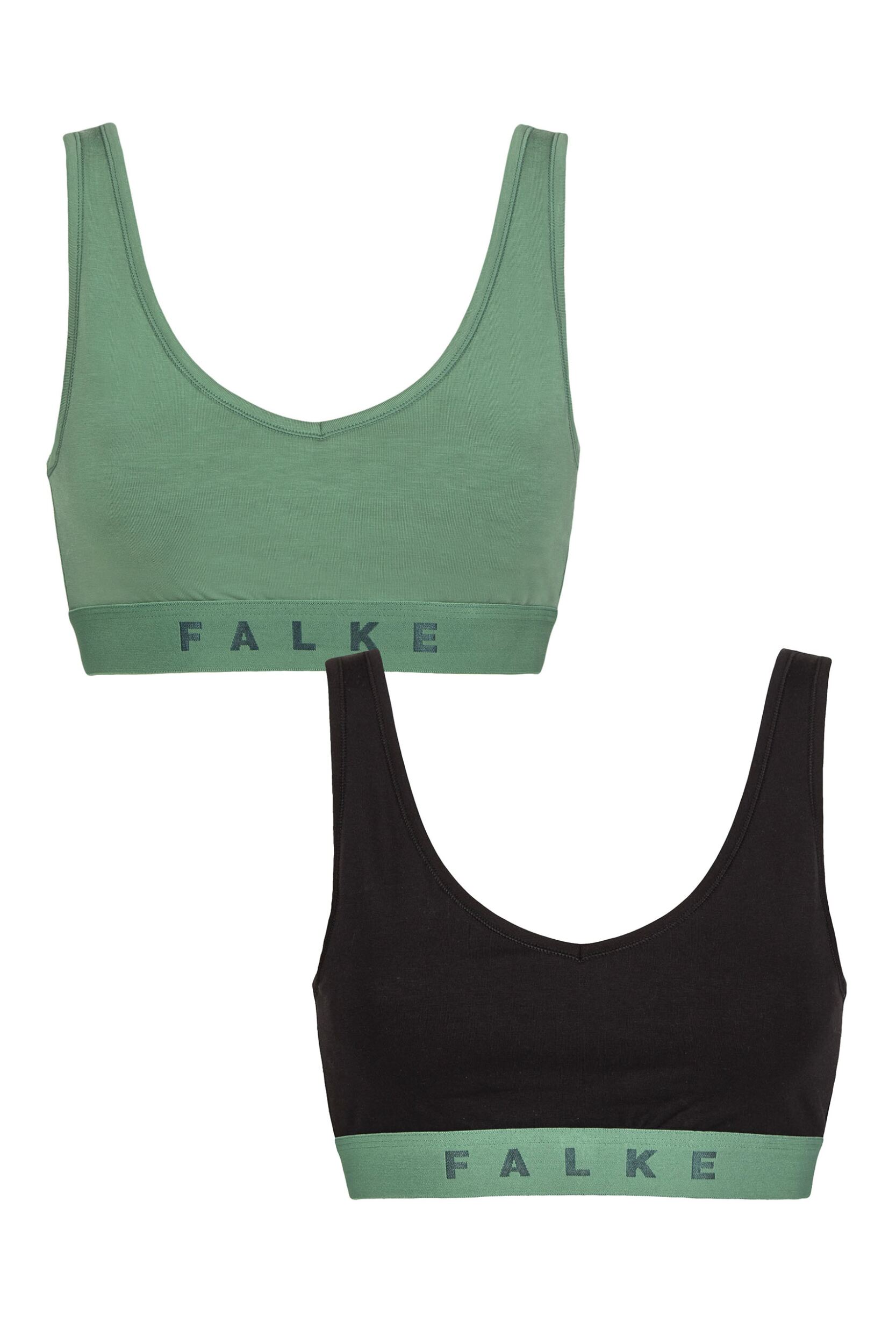 Women's 2 Pack Falke Daily Comfort Cotton Bralette Green and Black XXL
