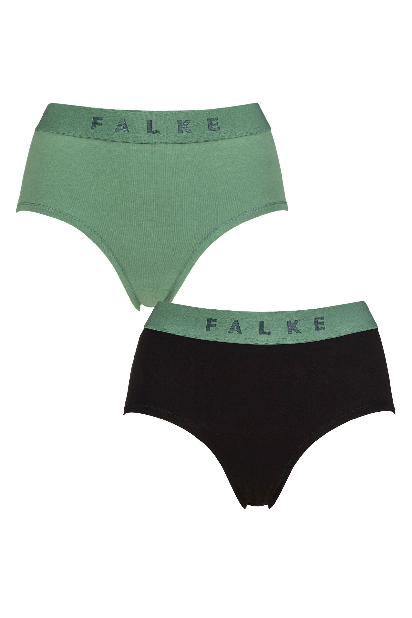 Women's 2 Pack Falke Daily Comfort Cotton Hipster Briefs Green and Black M