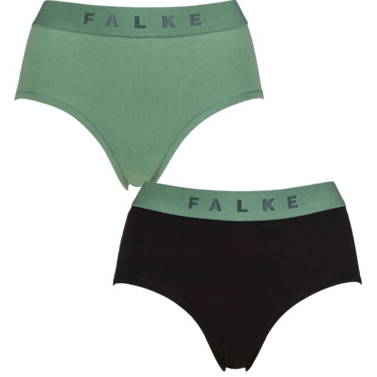 Women's 2 Pack Falke Daily Comfort Cotton Hipster Briefs Green and Black XS