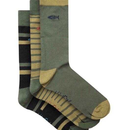 Weird Fish Wyatt Mens Socks 3 Pack Deep Lichen Green Size 7-11