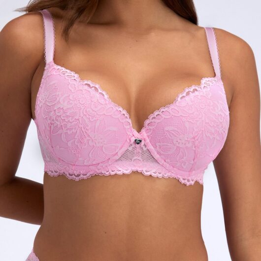 Boux Avenue Billie lace balconette bra - Bubblegum Pink - 30B
