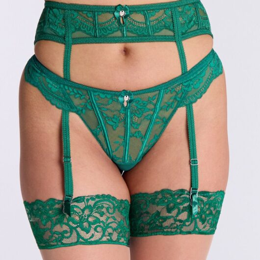 Boux Avenue Jasmine lace suspender belt - Green - 06