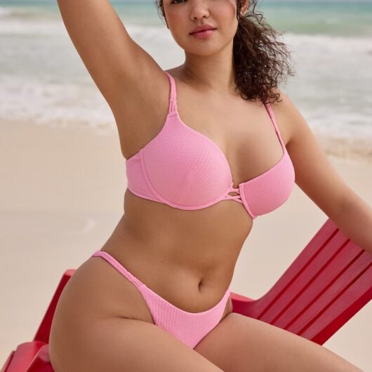 Boux Avenue Mirano textured super push up bikini top - Pink - 30D