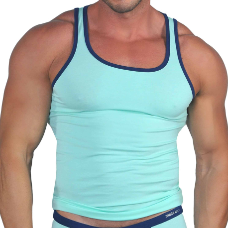 Roberto Lucca Cotton Modal Tank Top - Mint - Navy