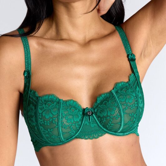 Boux Avenue Jasmine lace balconette bra - Green - 30D