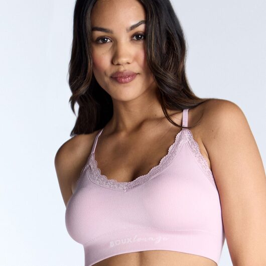 Boux Avenue Ribbed seamless lace bralette - Dusky Pink - XS