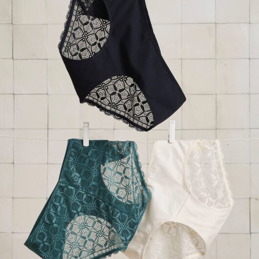 Pack of 3 Cotton/Lace Briefs for Maternity emerald green