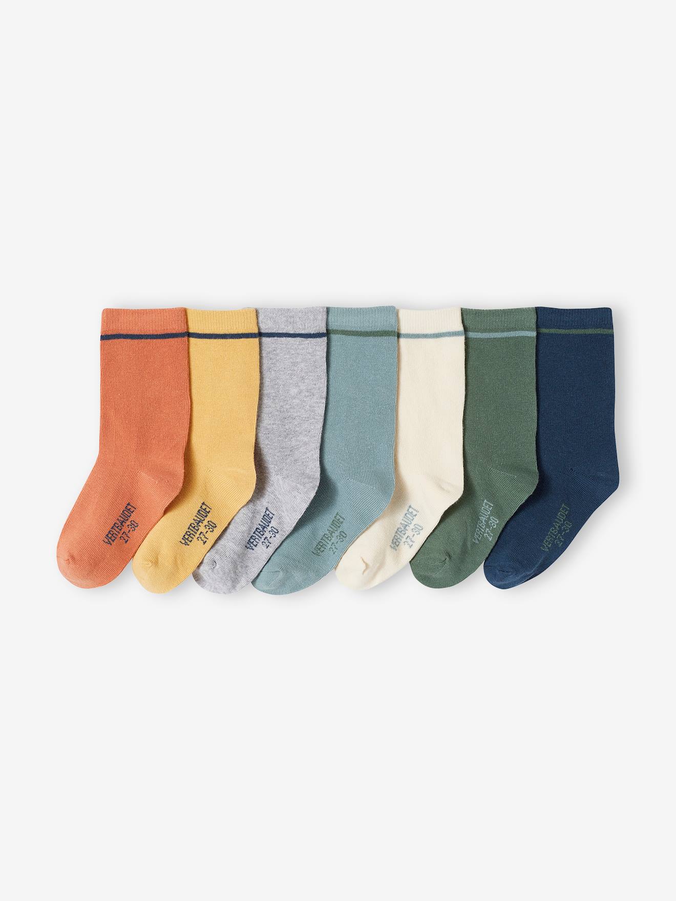 Pack of 7 Pairs of Socks for Boys green